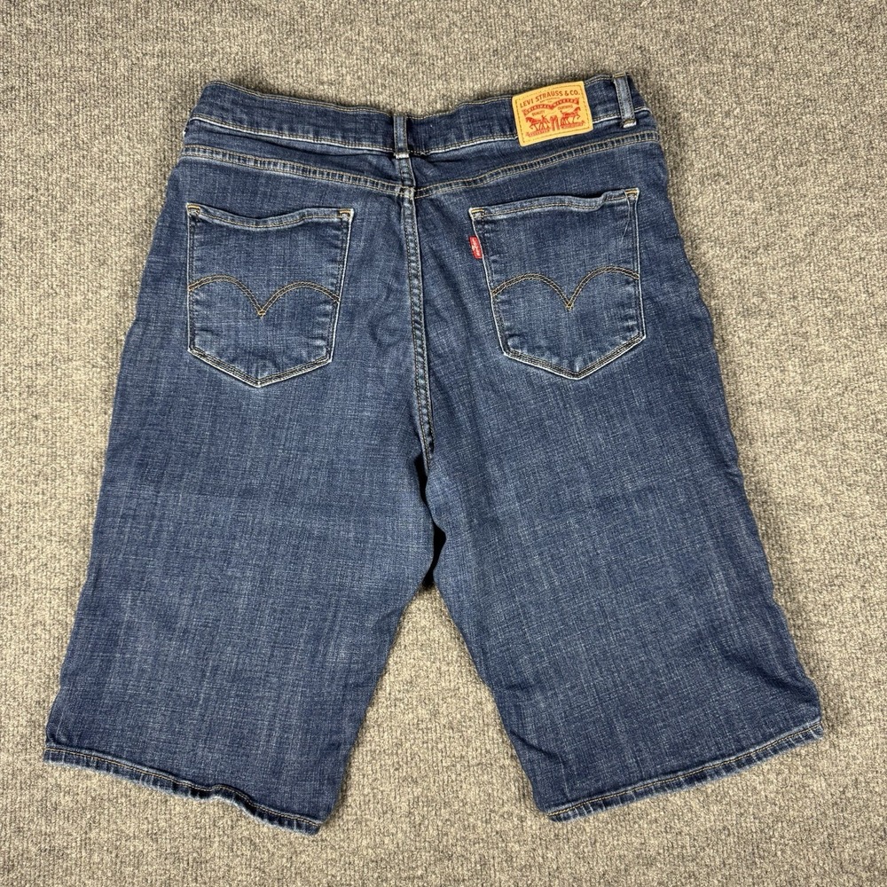 Levi's Classic Bermuda Denim Shorts Stretch Blue Medium Wash Size 30